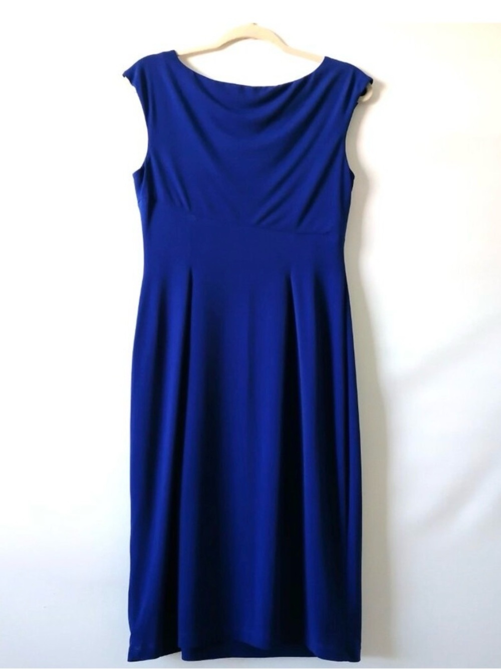 connected apparel Cobalt Blue Sleeveless Draped Midi Dress - Picture 4 of 5